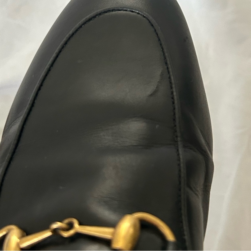 Gucci Black Leather Horsebit Mules with Gold Hardware - Picture 7 of 11